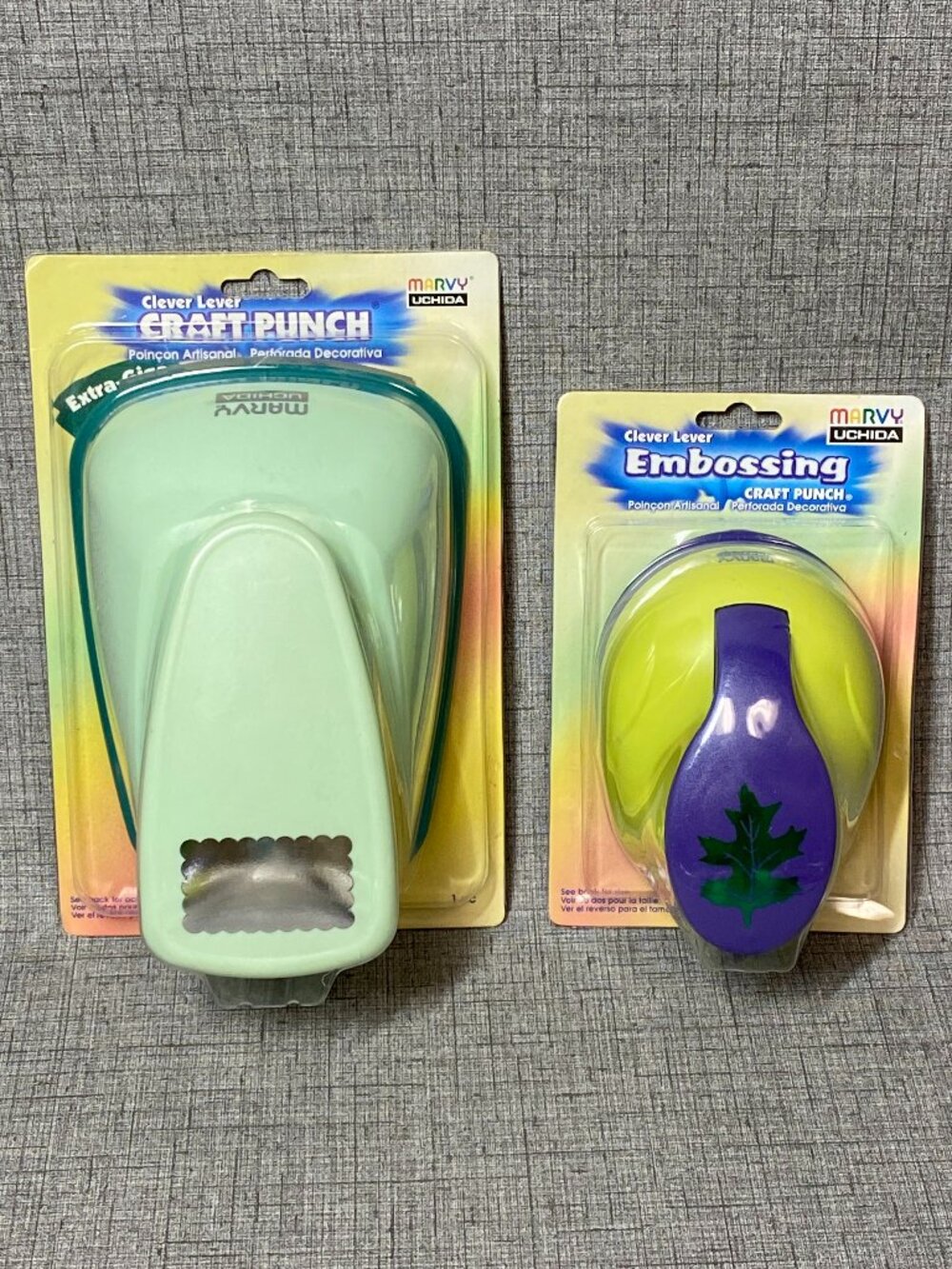 NEW Marvy Uchida “Clever Lever” EXTRA-GIGA & Embossing Craft Punch 2pc Lot NIP